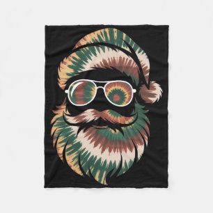 Tie Dye Santa Claus Face Xmas Boys Girls Kids Adul Fleece Blanket