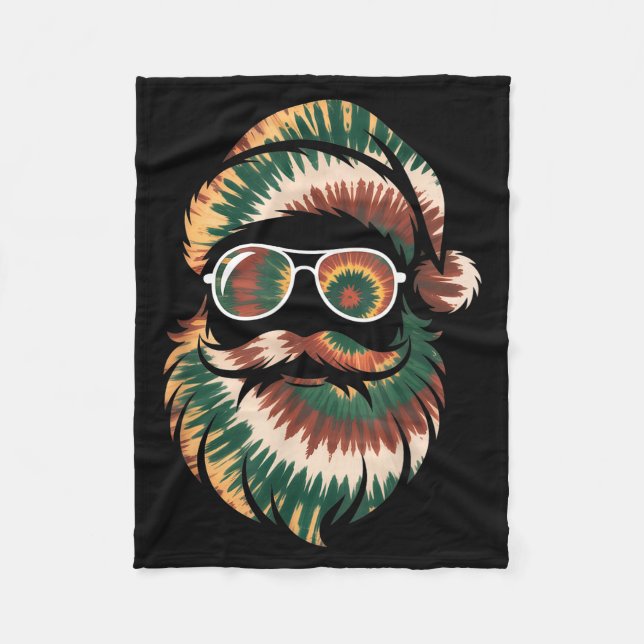 Tie Dye Santa Claus Face Xmas Boys Girls Kids Adul Fleece Blanket (Front)