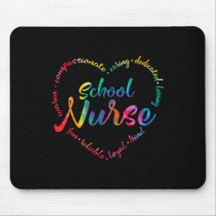 Tie Dye School Nurse Heart Word Nursing Nurse Day  Mouse Mat