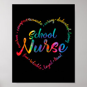 Tie Dye School Nurse Heart Word Nursing Nurse Day  Poster