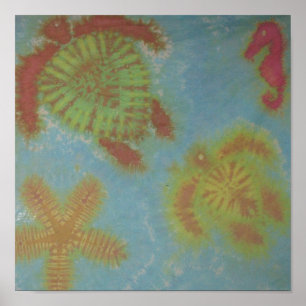 Tie Dye Sea Turtle Horse Star Fish Poster
