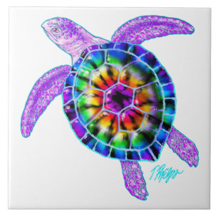 Tie Dye Sea Turtle Tile