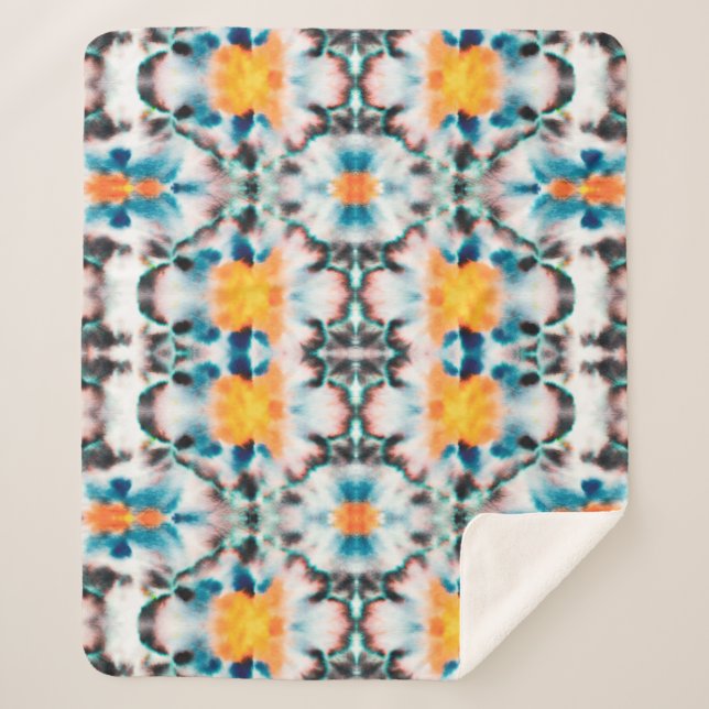 Tie Dye Seamless Pattern. Ethnic Abstract. Psyched Sherpa Blanket (Front)