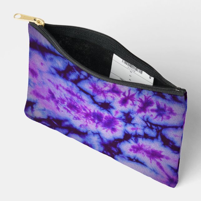 Tie Dye Shades of Purple & Blue Accessory Pouch (Open)