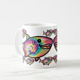 Tie Dye Shark: A Colourful Aquatic Delight Coffee Mug