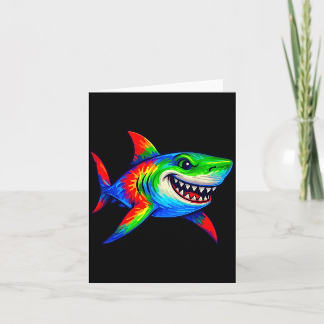 Tie-dye Shark Peace Sign Hipe  Card (Front)