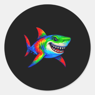 Tie-dye Shark Peace Sign Hipe  Classic Round Sticker