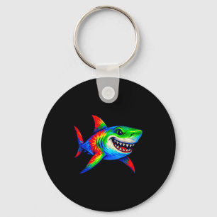 Tie-dye Shark Peace Sign Hipe Key Ring