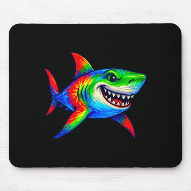 Tie-dye Shark Peace Sign Hipe  Mouse Mat (Front)
