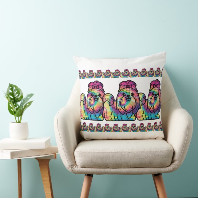 Tie Dye Shih Tzu Cushion (Chair)