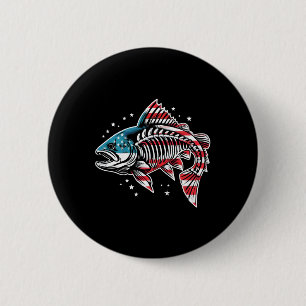 Tie Dye Skeleton Salmon American 4th Of July Fish 6 Cm Round Badge