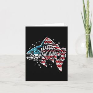 Tie Dye Skeleton Salmon American 4th Of July Fish Card