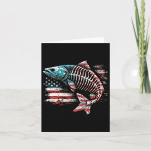 Tie Dye Skeleton Salmon American 4th Of July Fish Card