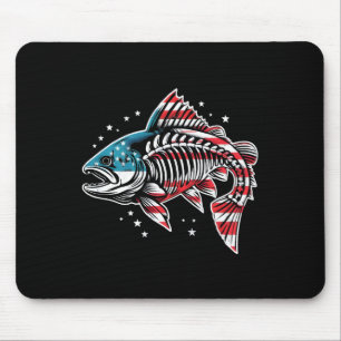 Tie Dye Skeleton Salmon American 4th Of July Fish Mouse Mat