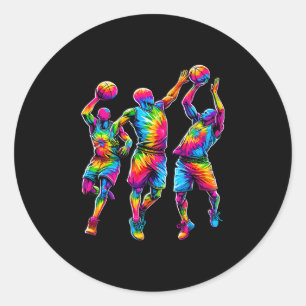 Tie Dye Sketll Players Colorful  Classic Round Sticker