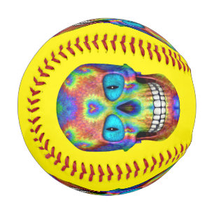 Tie Dye Skull Dead Zombie Undead Baseball
