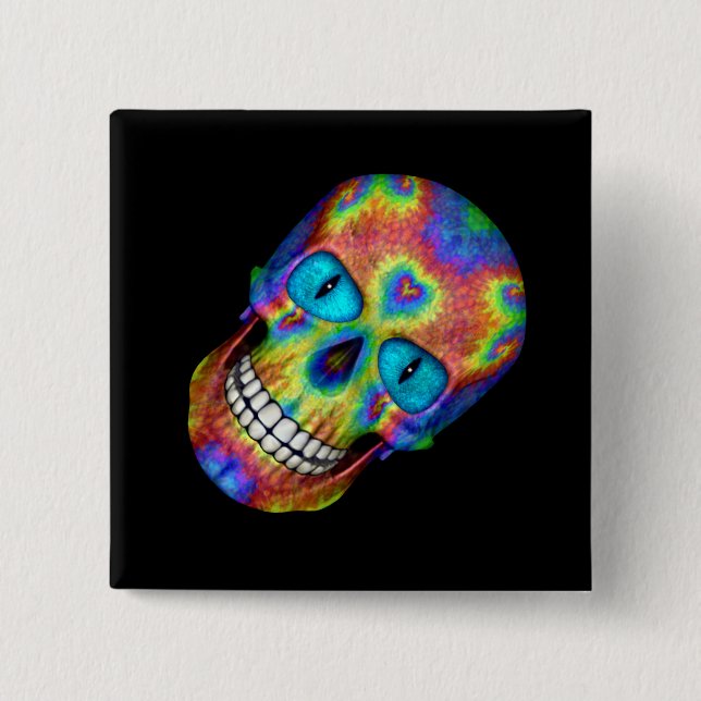Tie Dye Skull Dead Zombie Undead  Buttons Pins (Front)