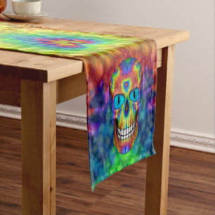 Tie Dye Skull Dead Zombie Undead Table Runner