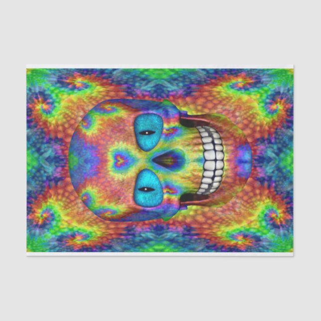 Tie Dye Skull Dead Zombie Undead  Tissue Paper (Front)