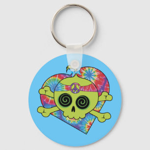 Tie Dye Skull Key Ring