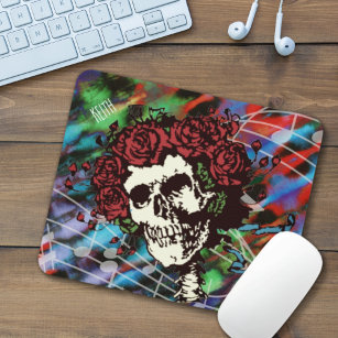 Tie Dye Skull with Roses Mouse Mat