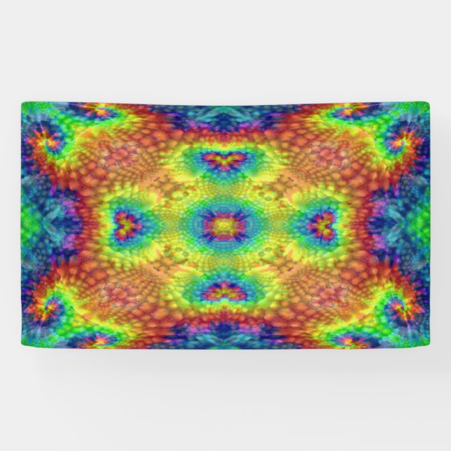Tie Dye Sky Vintage Fractal Kaleidoscope Banner (Horizontal)