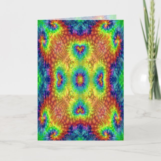 Tie Dye Sky Vintage Fractal Kaleidoscope Card (Front)