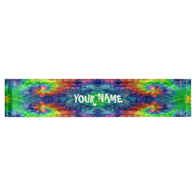 Tie Dye Sky Vintage Fractal Kaleidoscope Nameplate (Front)