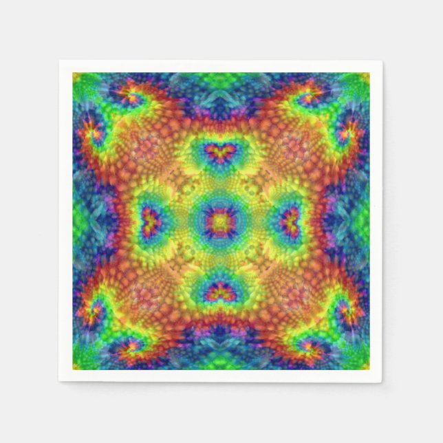 Tie Dye Sky Vintage Fractal Kaleidoscope Napkin (Front)
