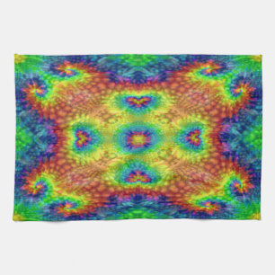 Tie Dye Sky Vintage Fractal Kaleidoscope Tea Towel