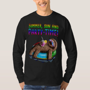 Tie Dye Sloth Summer Sun And Party Time Vacay Summ T-Shirt