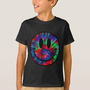 Tie dye smile face retro rainbow design kids youth T-Shirt