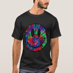 Tie dye smile face retro rainbow design kids youth T-Shirt