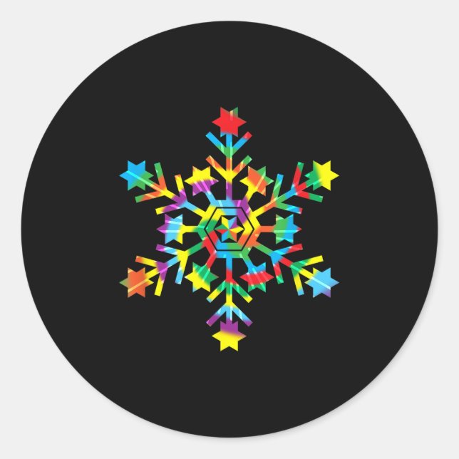 Tie Dye Snowflake Retro Hipe Christmas Holiday Xma Classic Round Sticker (Front)