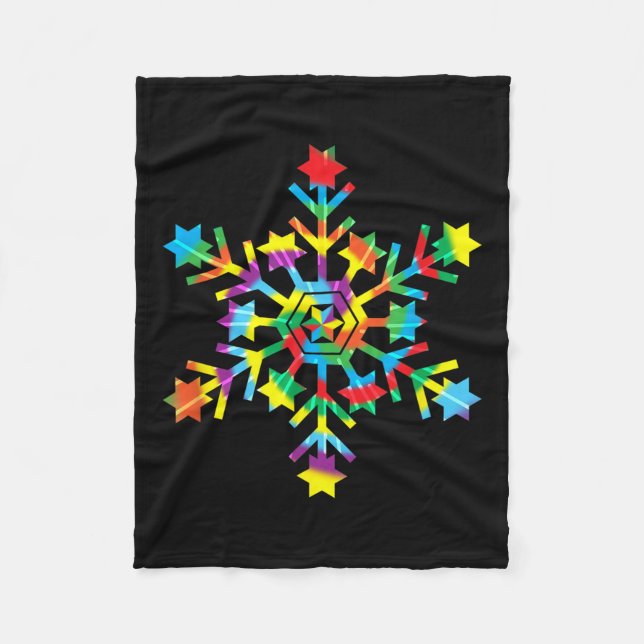 Tie Dye Snowflake Retro Hipe Christmas Holiday Xma Fleece Blanket (Front)
