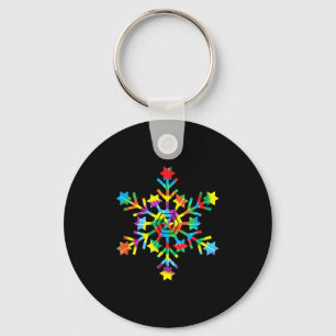 Tie Dye Snowflake Retro Hipe Christmas Holiday Xma Key Ring