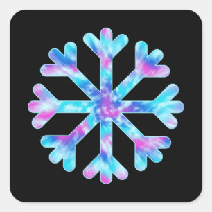 Tie Dye Snowflake Square Sticker