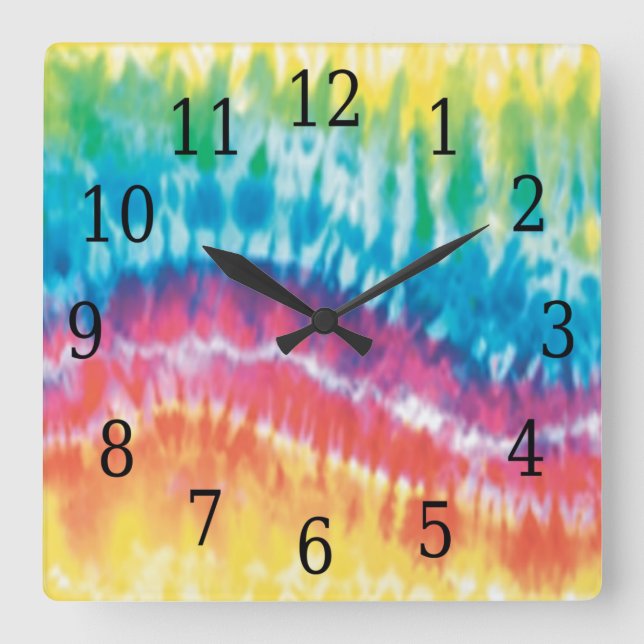 Tie Dye Square Clock (Front)