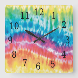 Tie Dye Square Clock