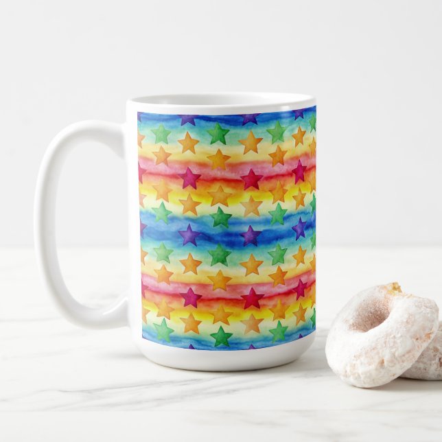 Tie Dye Stars  Coffee Mug (With Donut)