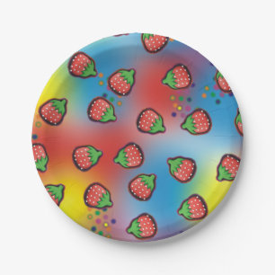 Tie Dye Strawberry Fields Paper Plate