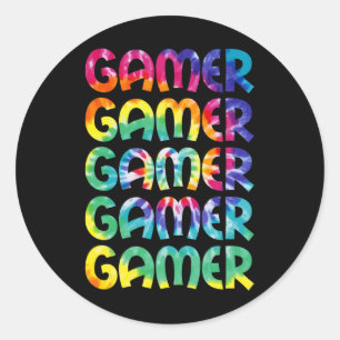Tie Dye Style Gaming Video Game Men Boys Teens Classic Round Sticker