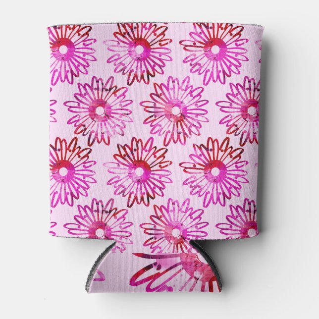 Tie-Dye Summer Flowers Pattern Can Cooler (Front)