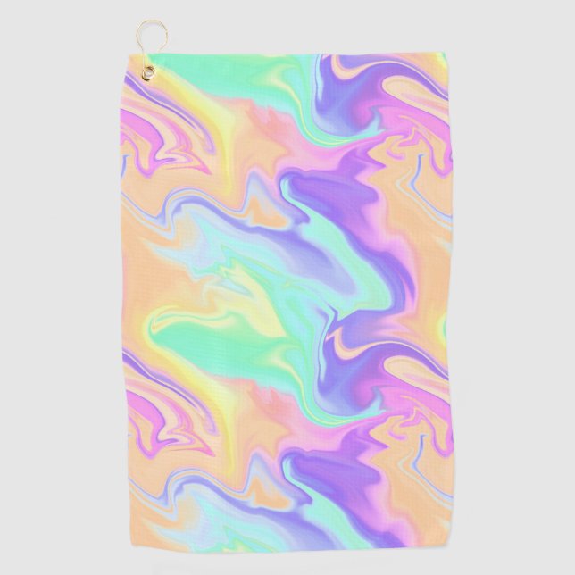 Tie Dye Swirl Marble Retro Groovy Golf Towel (Front)