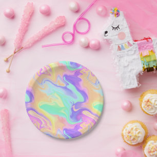 Tie Dye Swirl Marble Retro Groovy Paper Plate