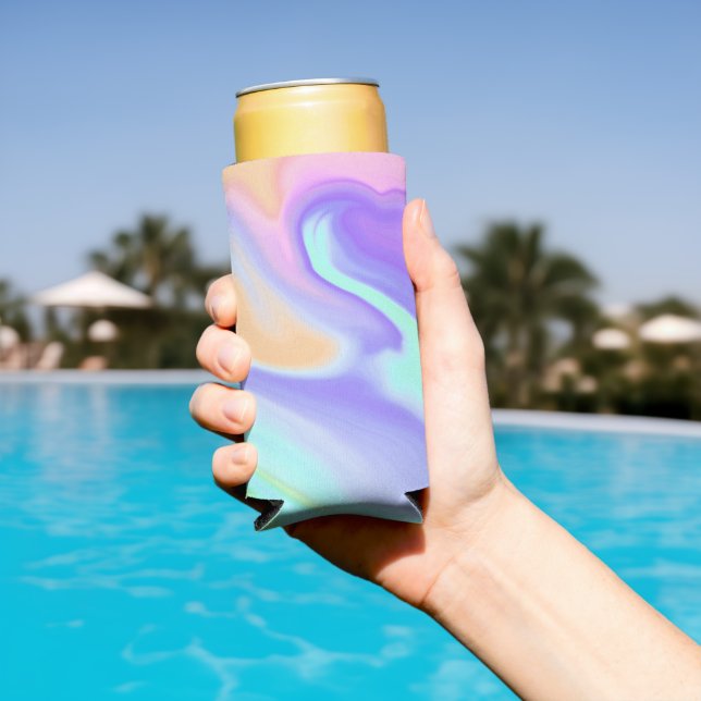 Tie Dye Swirl Pastel Groovy Seltzer Can Cooler (In Situ Pool)