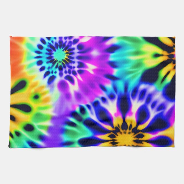 Tie Dye Swirling Pattern Design Tea Towel (Horizontal)