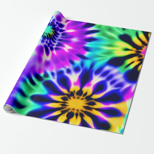 Tie Dye Swirling Pattern Design Wrapping Paper (Unrolled)