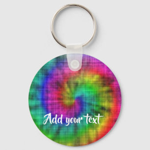 Tie dye textile patterned key ring