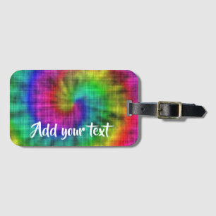 Tie dye textile patterned luggage tag